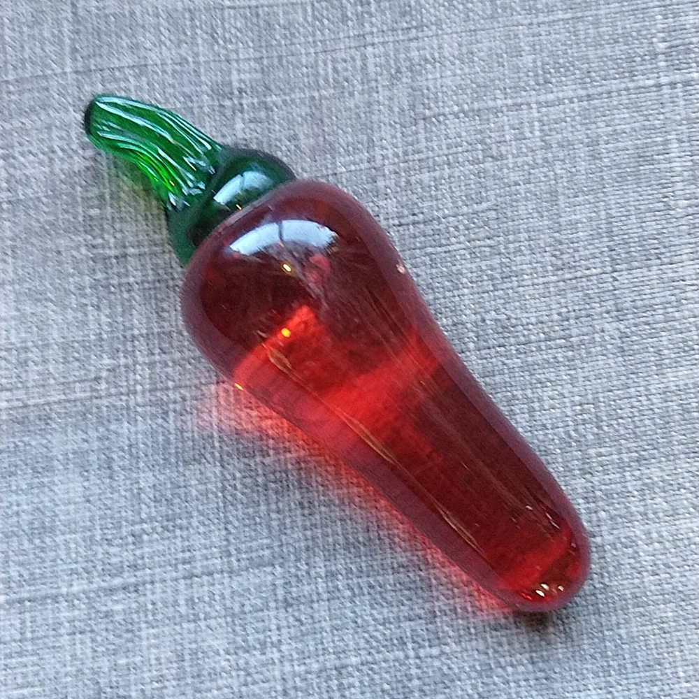 Glass Chili Peppers Handmade Maximalist Decor Set of 3 Blown Glass Fruit
